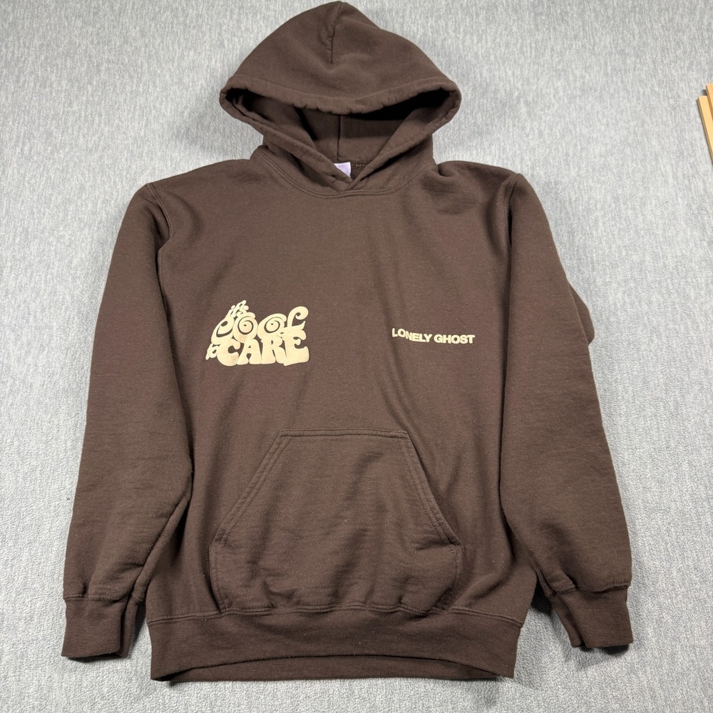 Lonely Ghost Hoodie Mens S Brown Its Cool To Care Graphic Pullover Sweatshirt